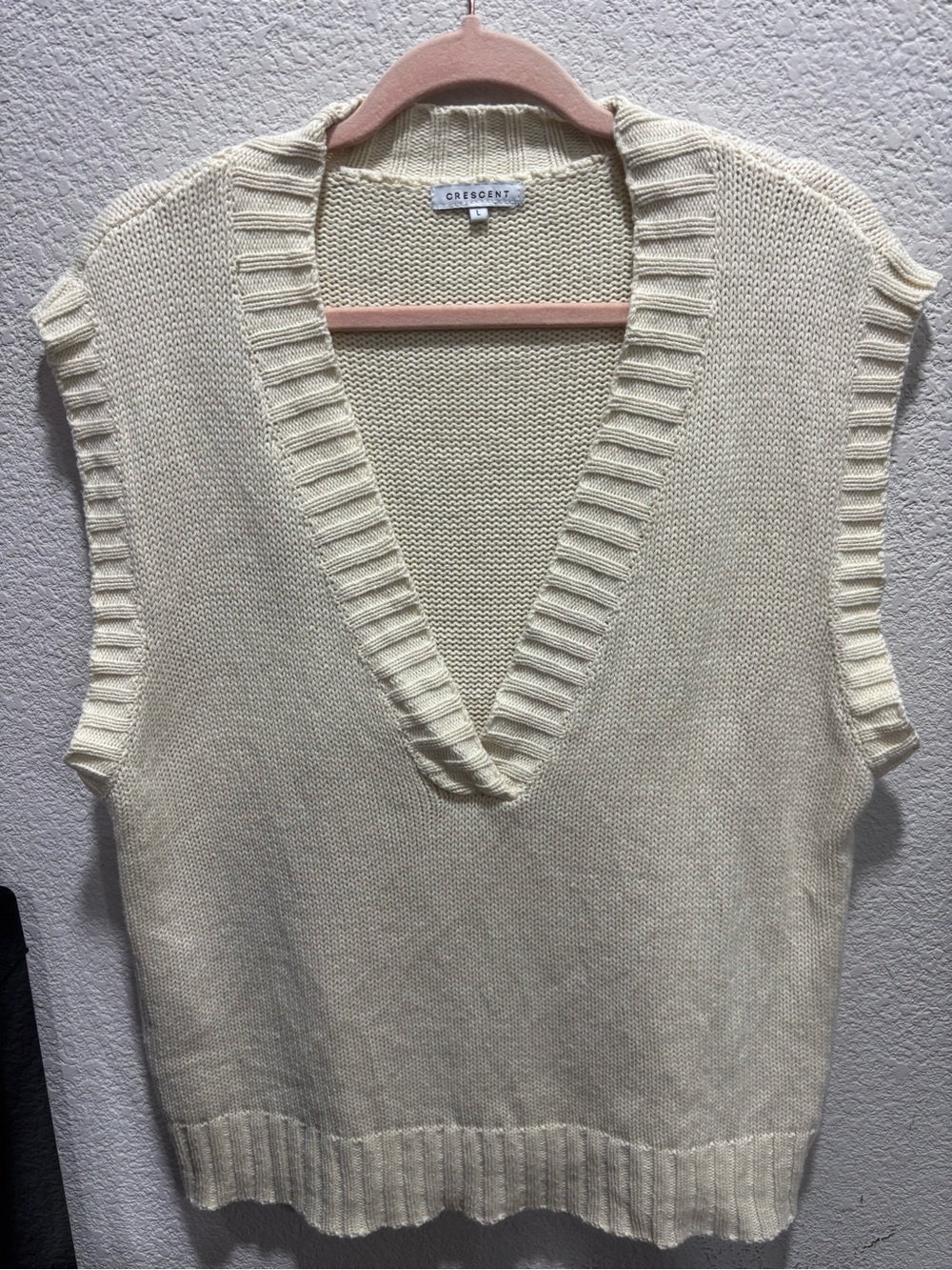 Crescent Ivory V-Neck Knit Sweater Vest